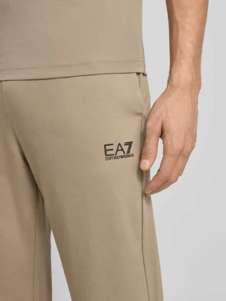 Spodnie dresowe z logo i elastycznym pasem Ea7 Emporio Armani beżowy