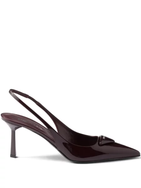 Pantofi cu toc Prada cu vârf ascuţit slingback maro