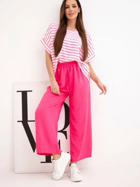 Bluză Kesi Włoski cu dungi cu picior lat alb