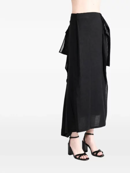 Миди пола Yohji Yamamoto с волани черно