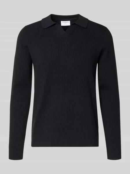 Koszulka polo o kroju relaxed fit z fakturowanym wzorem Lindbergh czarne