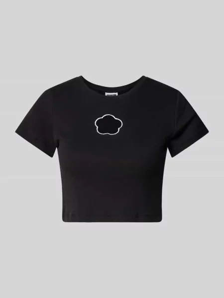 T-shirt krótki z wycięciem model ‘STINE’ Noisy May czarna