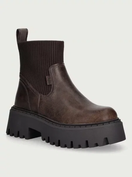 Buffalo bokacsizma platformos női Aspen Chelsea Knit barna
