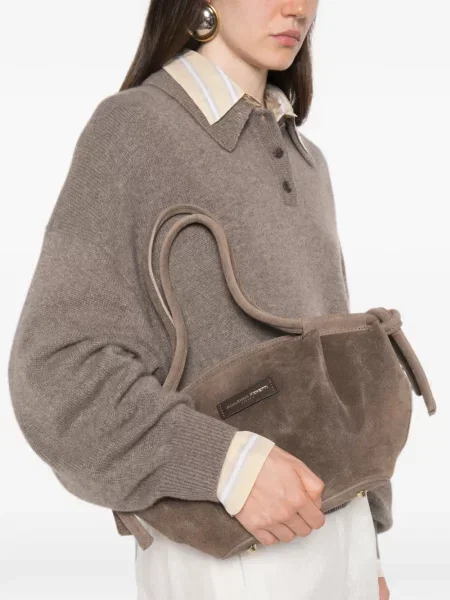 Τσάντα shopper Adrianna Feretti σουέτ καφέ