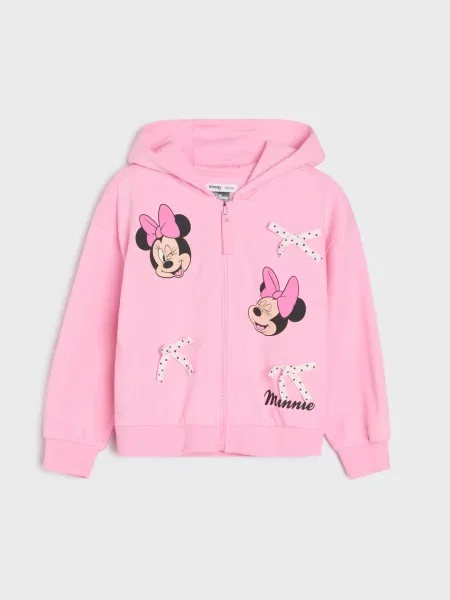 Sinsay Mikina s bavlnou kapucí a potiskem Minnie Mouse pastelová růžová