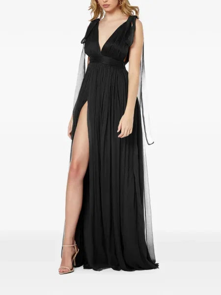 Rochie maxi Framboise cu decolteu în V de costum negru
