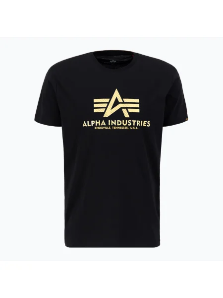 Tricou pentru bărbați Alpha Industries Basic T Carbon black/gold negru