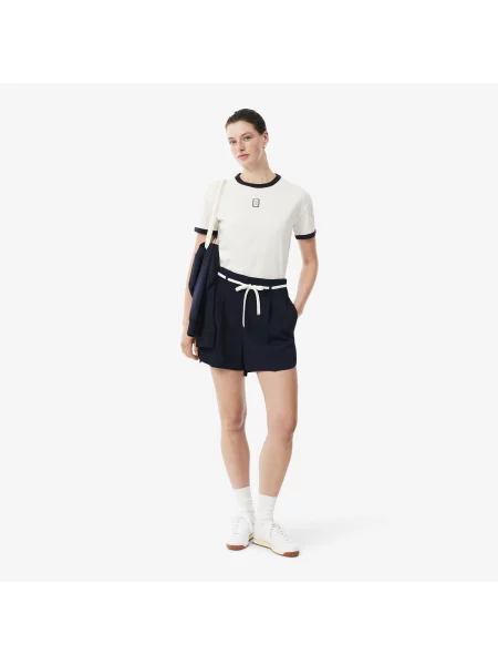 Lacoste Koszulka Z Jerseyu Z Haftowaną Naszywką biała