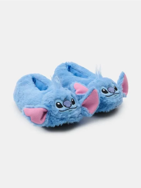 Sinsay Pantofle s umělou kožešinou Stitch modrá