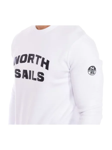 Bluza z kapturem North Sails z okrągłym dekoltem klasyczna z autografem biała