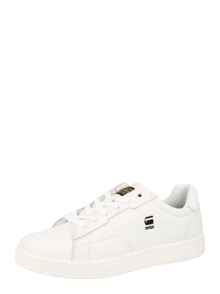 Кожени обувки G-Star Raw с равна подметка бяло