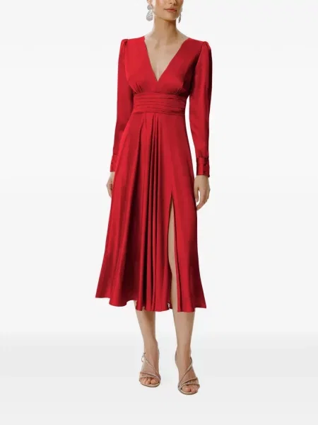 Rochie midi Framboise din satin roșu