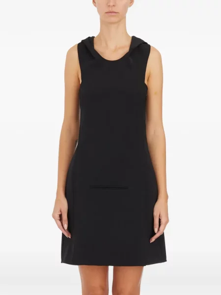 Sukienka mini Courreges z kapturem garniturowa czarna