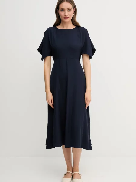 Sandro Ferrone sukienka midi rozkloszowana granatowy