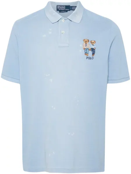 Tricou polo Polo Ralph Lauren cu broderie albastru