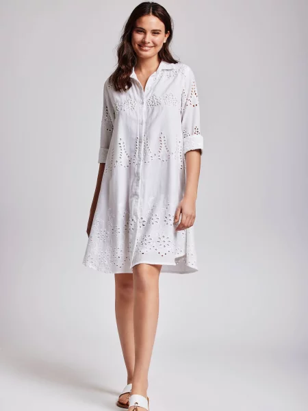 Летнее платье-рубашка біла