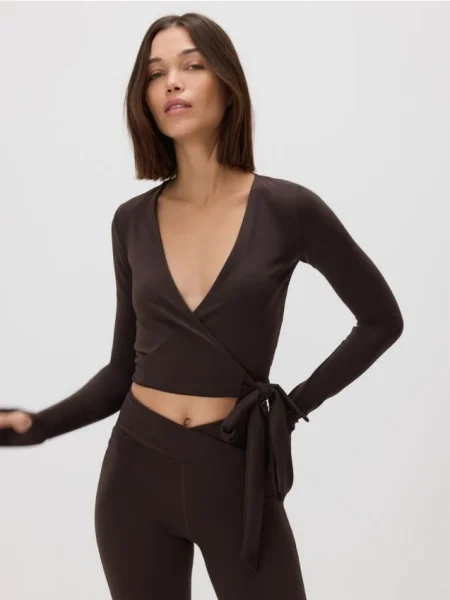 Reserved Kopertowa bluzka z wiązaniem ciemnobrązowy