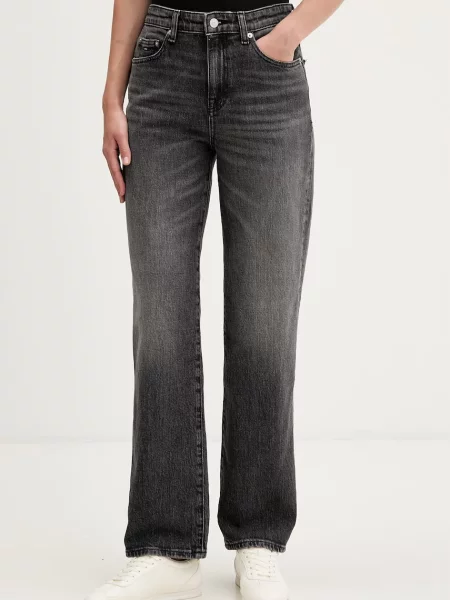 Tommy Jeans blugi straight pentru femei negru