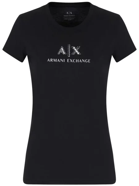 Tricou Armani Exchange cu autograf negru