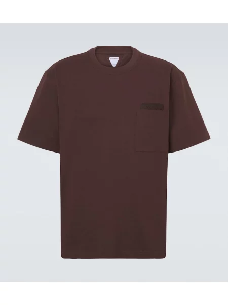 Tricou Bottega Veneta din piele de căprioară maro