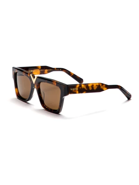 Lniane okulary przeciwsłoneczne Valentino retro żółte
