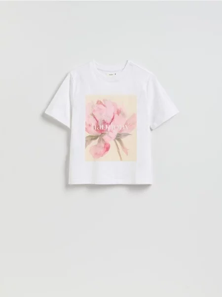 Reserved Tricou din cu imprimeu alb