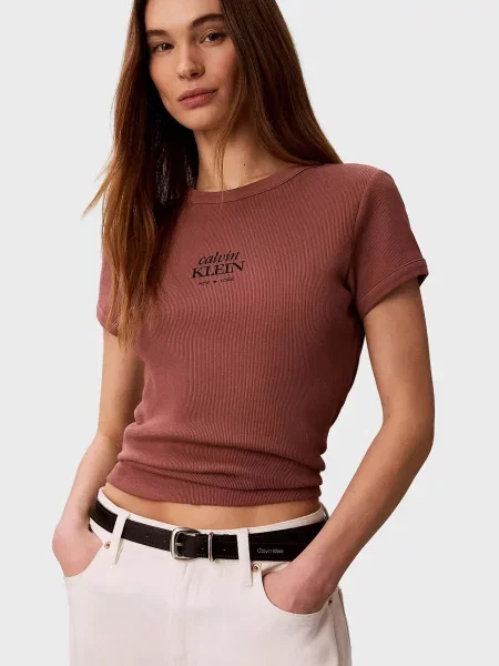 Дитяча футболка Calvin Klein Jeans коричнева