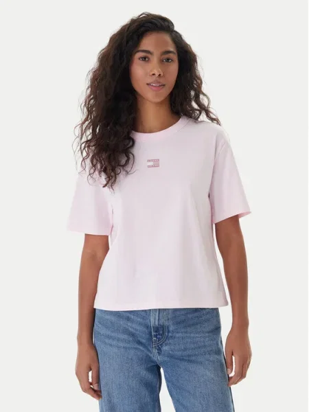 Тениска Tommy Jeans розово