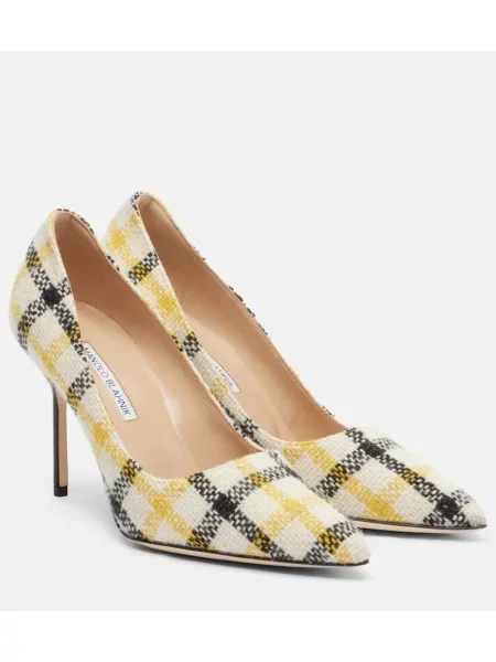 Salonarji Manolo Blahnik s karirastim vzorcem rumena