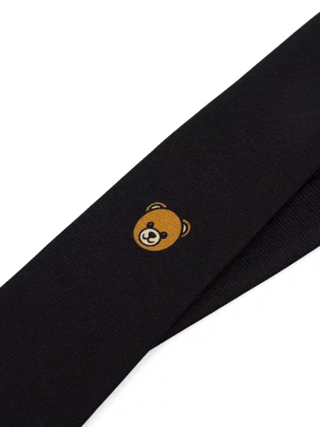 Ursuleț de pluș cravată Moschino cu broderie negru