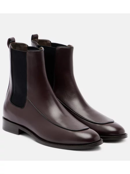 Botine chelsea Max Mara din piele bordo
