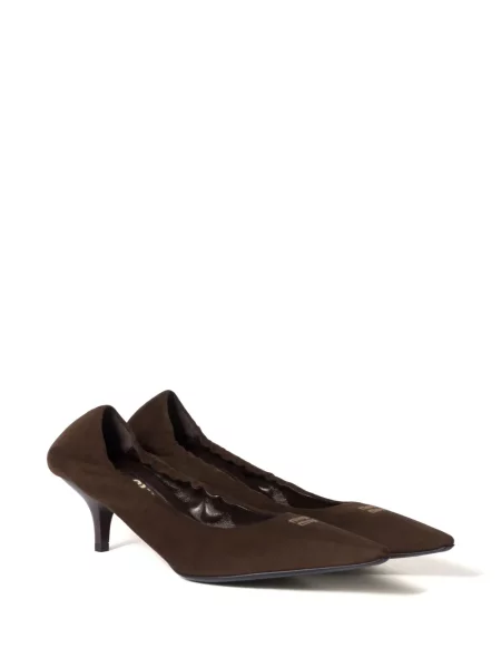 Pantofi cu toc Miu Miu din piele de căprioară maro