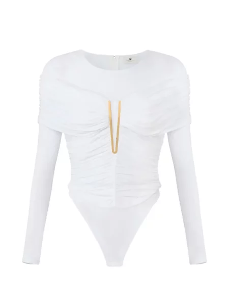 Ușor body Elisabetta Franchi din jerseu alb