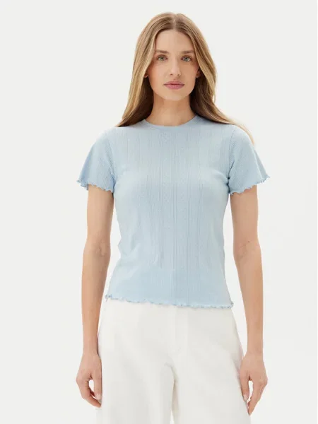 Pieces T-Shirt Fia Błękitny niebieska