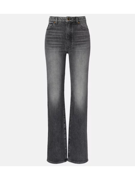 Blugi drepți Khaite cu talie înaltă gri