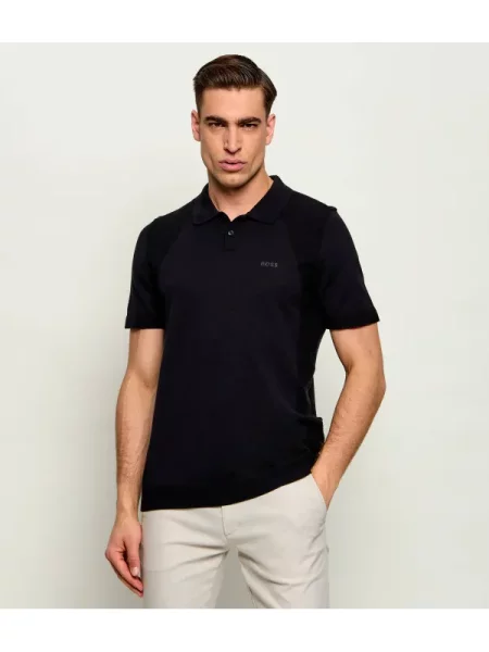 Tricou polo Boss Green negru