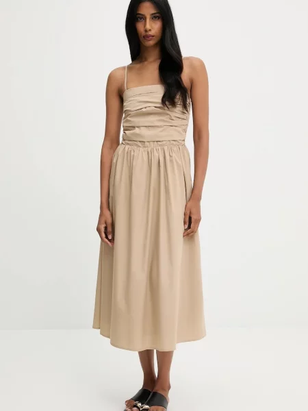 Haljina Answear.LAB midi širi se prema dolje bež
