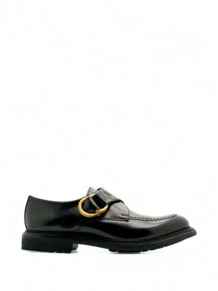 Pantofi derby Lottusse din piele cu bretele negru
