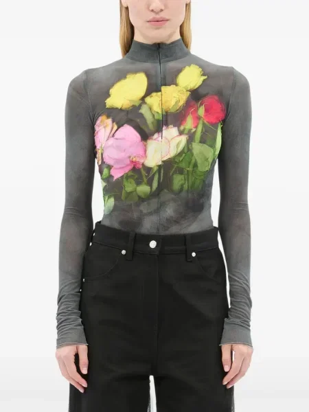 Body Msgm cu model floral cu imagine negru