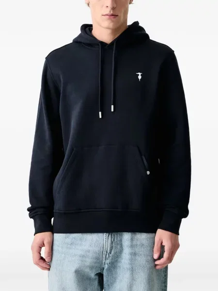 Hanorac cu glugă Trussardi cu broderie cu cordon albastru