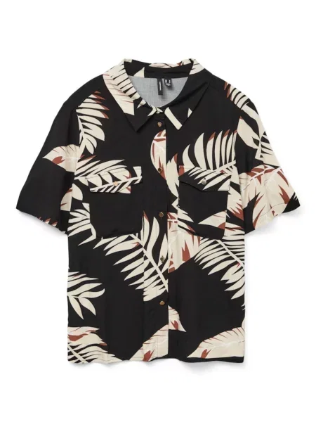 VERO MODA Bluza VMEASY JOY svetlo bež / rjava črna