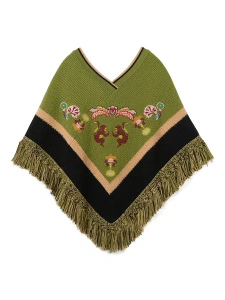 Poncho La Doublej cu broderie verde
