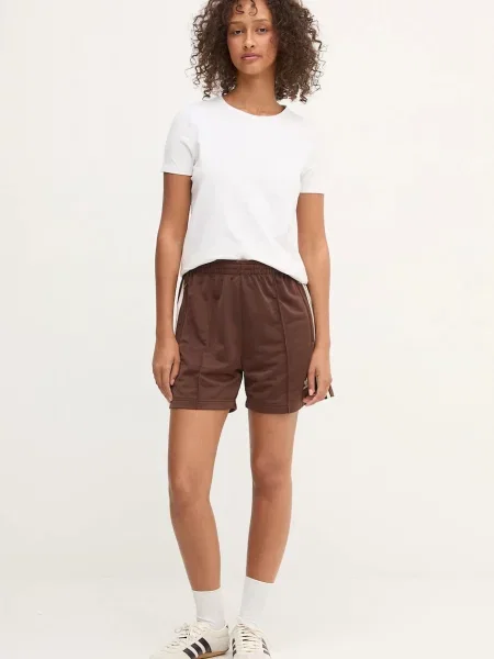 Шорты Adidas Originals с высокой посадкой с аппликацией коричневые