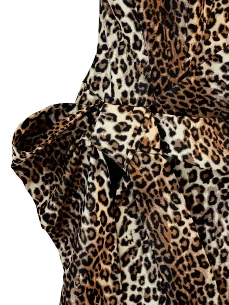 Rochie Givenchy cu funde cu model leopard din jacard maro