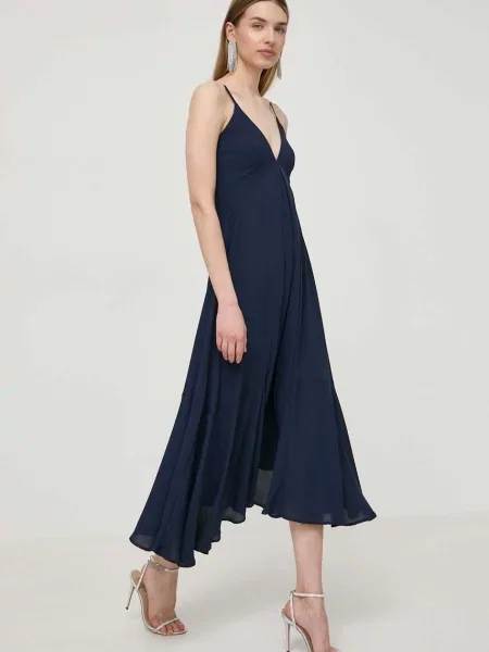 Silvian Heach rochie marin midi evazati albastru