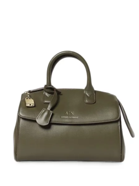 Geantă shopper Emporio Armani cu autograf verde