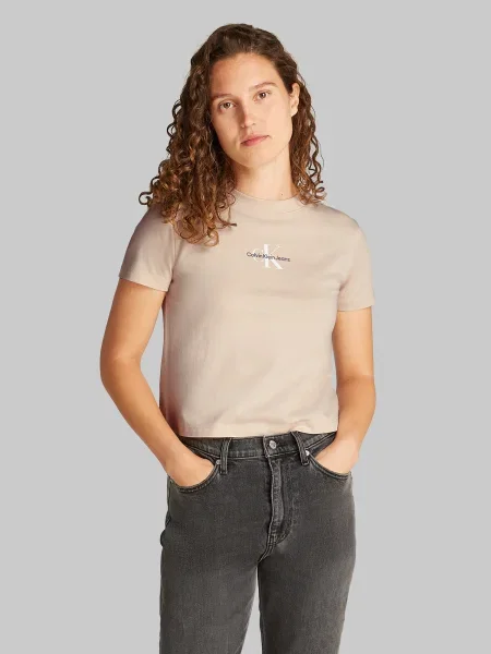 Tričko Calvin Klein Jeans béžová