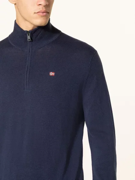 Sweter Napapijri z długim rękawem granatowy