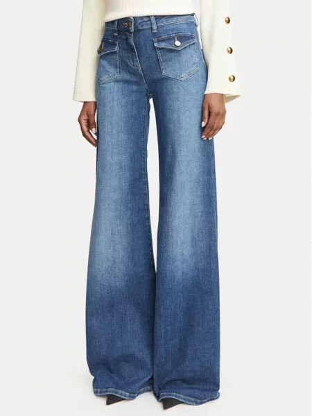 Elisabetta Franchi Τζιν Wide Leg μπλε