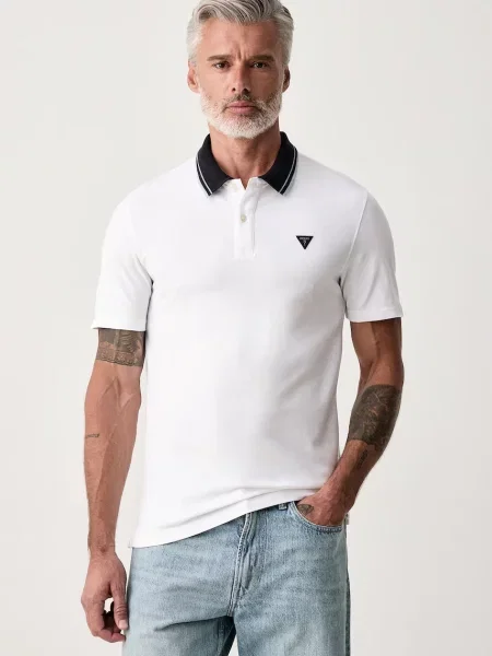 Guess polo z bawełną biała